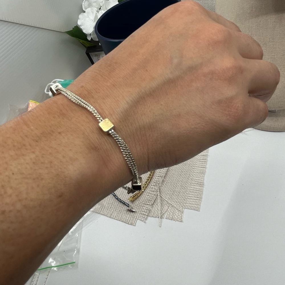 Vintage Napier Triple-Strand Gold & Silver Tone Bracelet – 7.5" - Picture 5 of 16